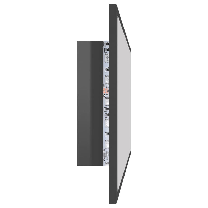 Baderomsspeil LED 100x8,5x37 cm sponplate høyglans grå
