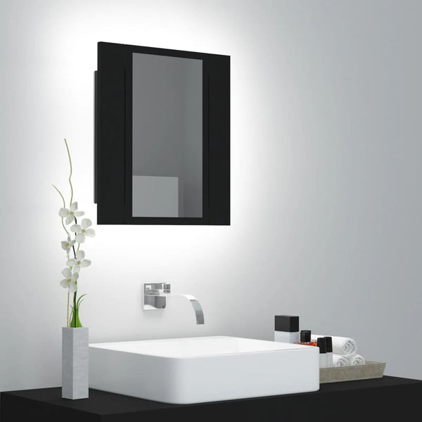 LED-speilskap til baderom svart 40x12x45 cm