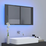 LED-speilskap til baderom høyglans grå 80x12x45 cm