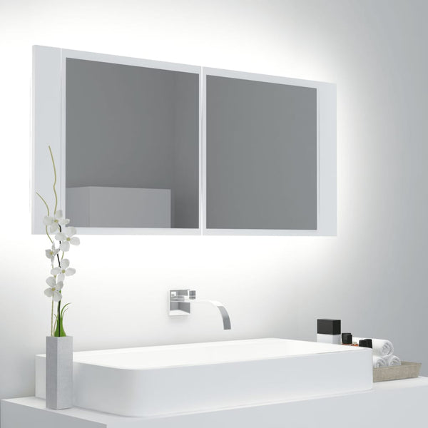 LED-speilskap til baderom hvit 100x12x45 cm