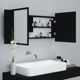 LED-speilskap til baderom svart 100x12x45 cm