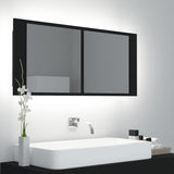 LED-speilskap til baderom svart 100x12x45 cm