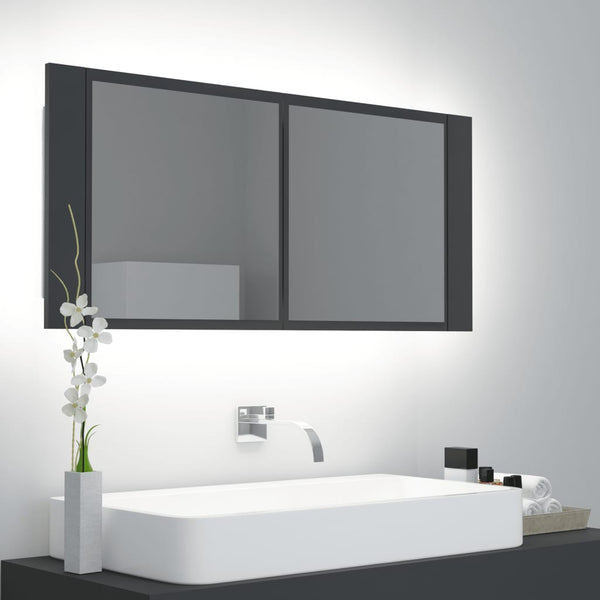 LED-speilskap til baderom grå 100x12x45 cm