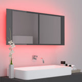 LED-speilskap til baderom høyglans grå 100x12x45 cm