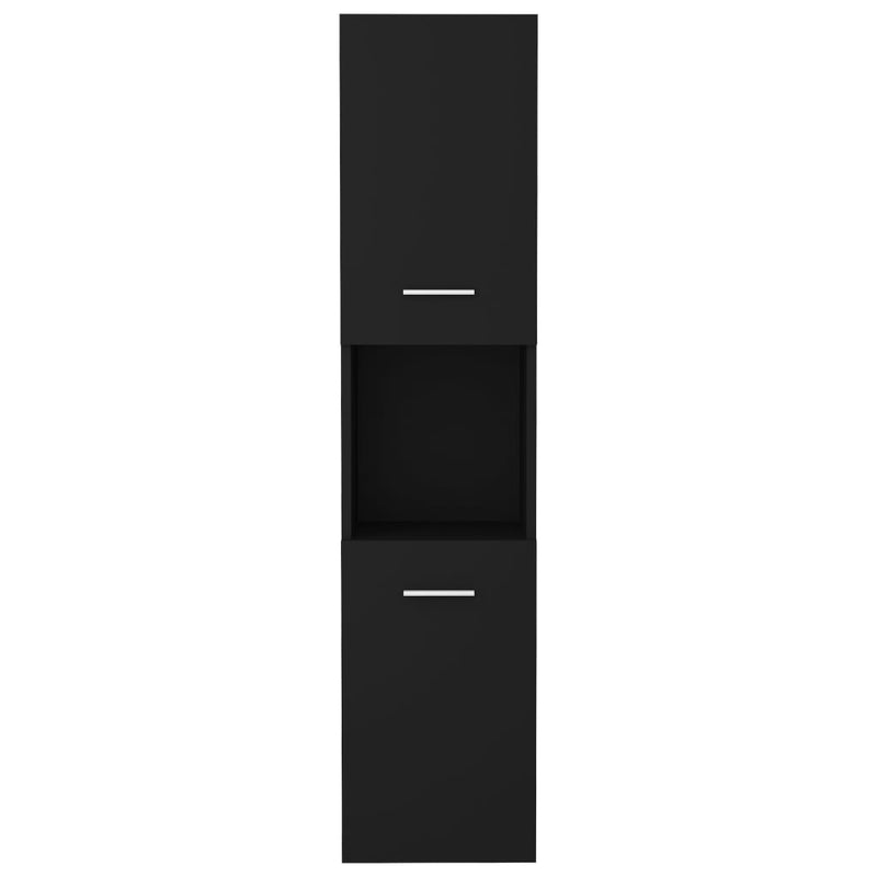 Baderomsskap svart 30x30x130 cm konstruert tre