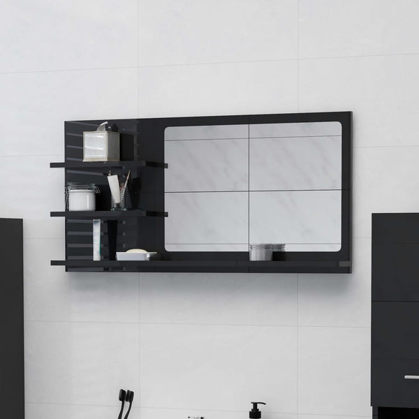 Baderomsspeil høyglans svart 90x10,5x45 cm sponplate