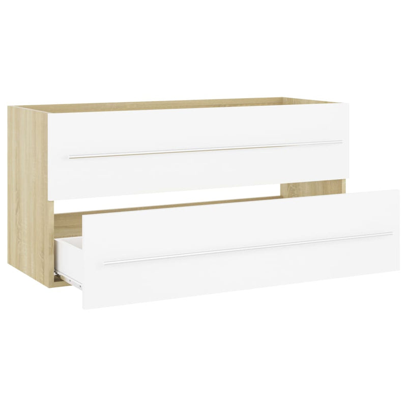 Baderomsmøbler 2 stk hvit og sonoma eik sponplate