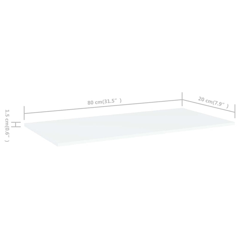 Hylleplater 4 stk hvit 80x20x1,5 cm sponplate