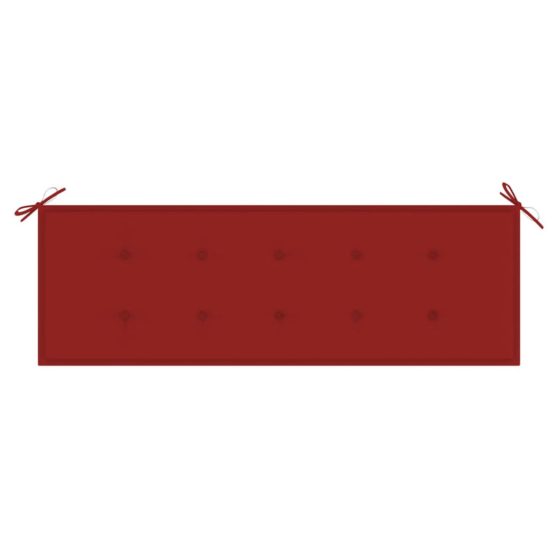 Batavia benk med røde pute 150 cm heltre teak