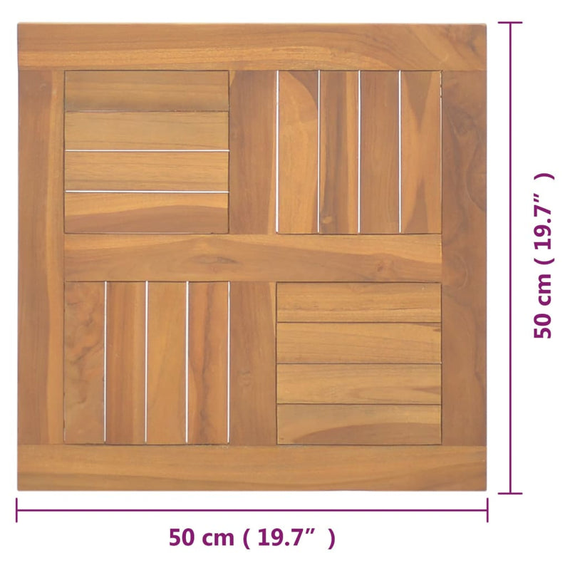 Firkantet bordplate 50x50x2,5 cm heltre teak