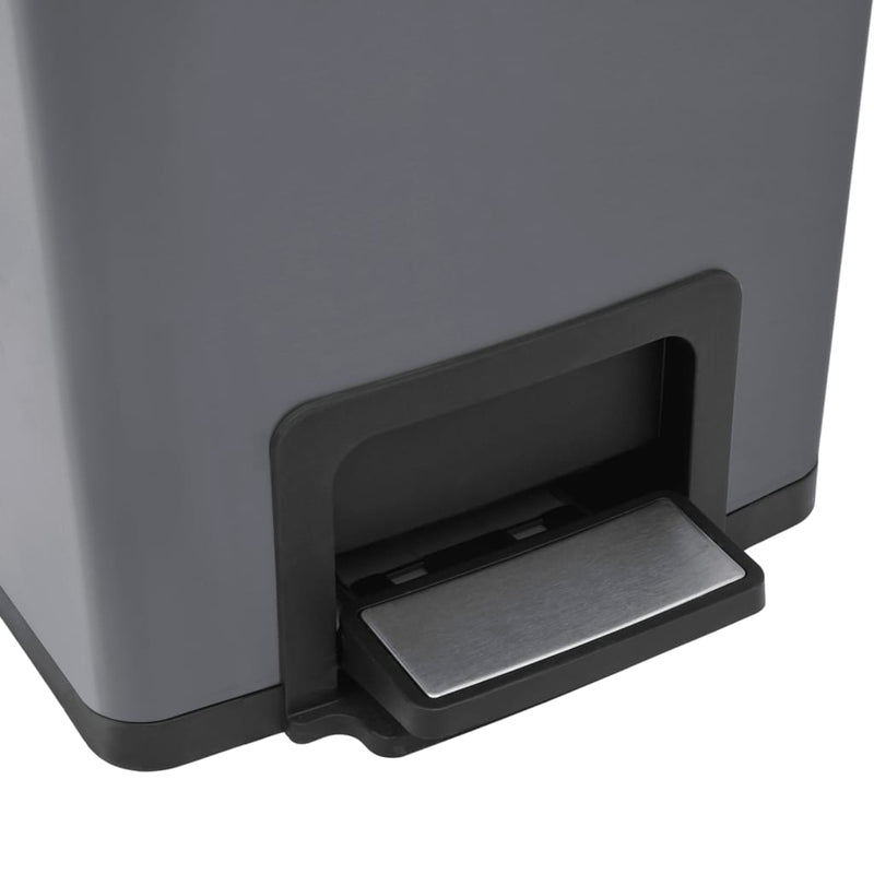 Søppelkasse pedal anti-fingeravtrykk 30L grå rustfritt stål