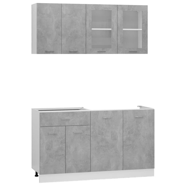 Kjøkkenskapsett 4 deler betonggrå sponplate