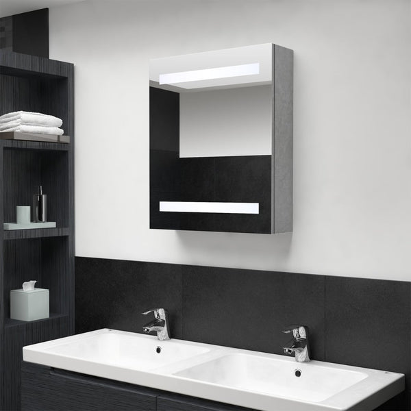 LED-speilskap til bad betonggrå 50x14x60 cm