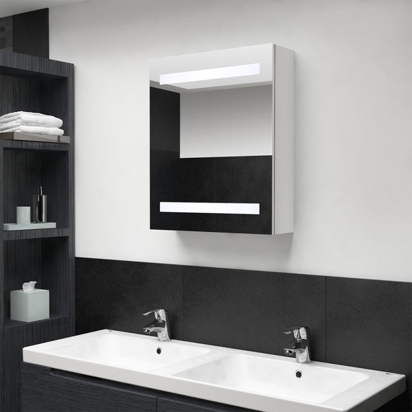 LED-speilskap til bad blank hvit 50x14x60 cm