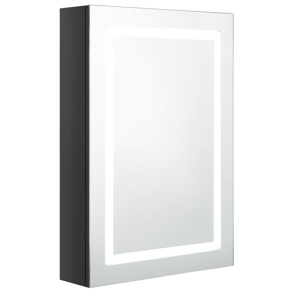 LED-speilskap til bad blank svart 50x13x70 cm