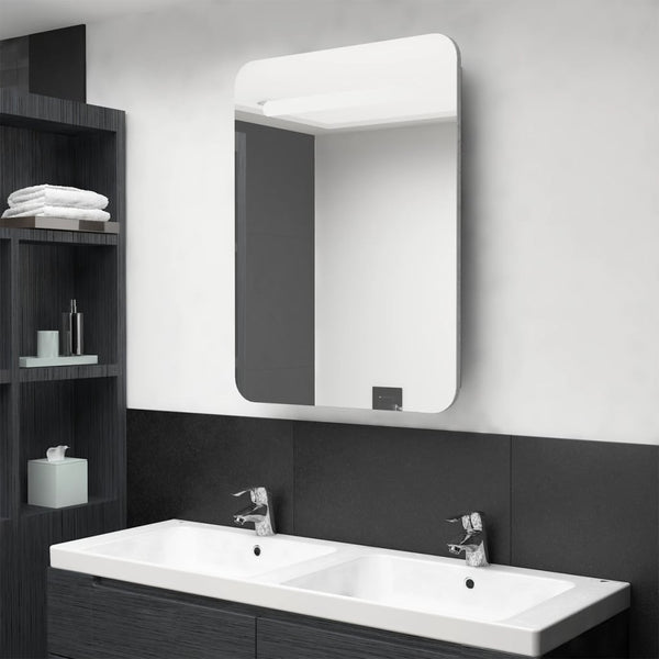 LED-speilskap til bad betonggrå 60x11x80 cm