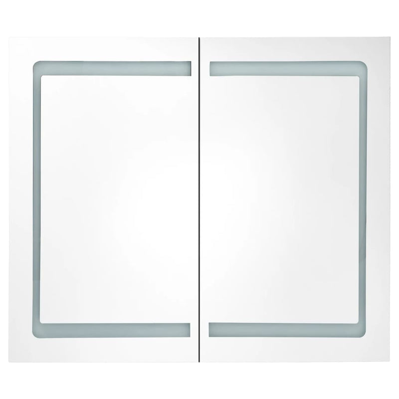 LED-speilskap til bad blank svart 80x12x68 cm