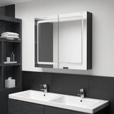 LED-speilskap til bad blank svart 80x12x68 cm