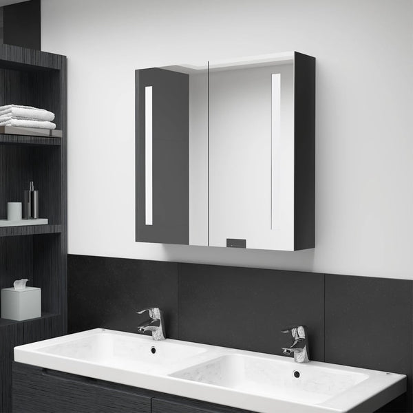 LED-speilskap til bad blank svart 62x14x60 cm