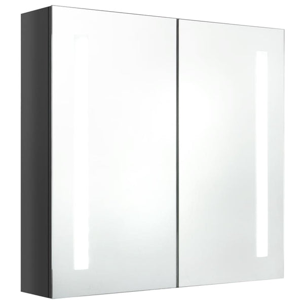 LED-speilskap til bad blank grå 62x14x60 cm