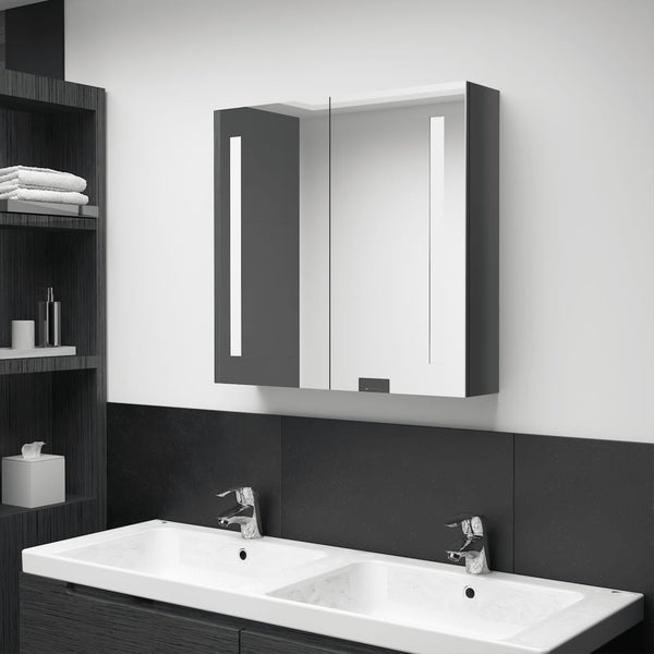 LED-speilskap til bad blank grå 62x14x60 cm