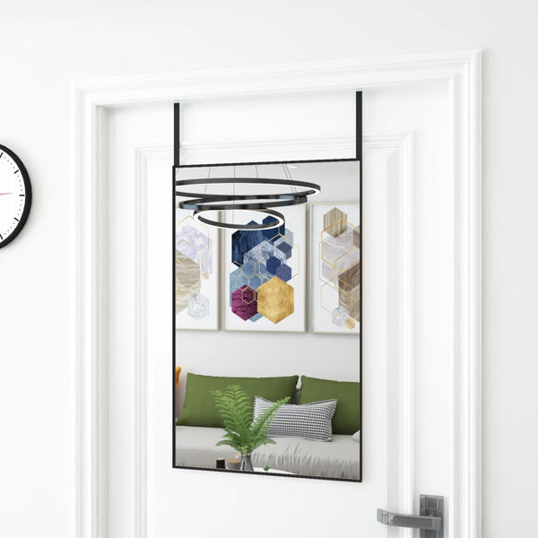 Dørspeil svart 50x80 cm glass og aluminium