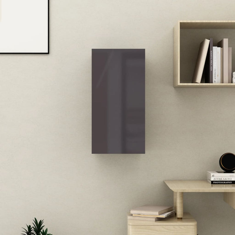 TV-benk høyglans grå 30,5x30x60 cm sponplate