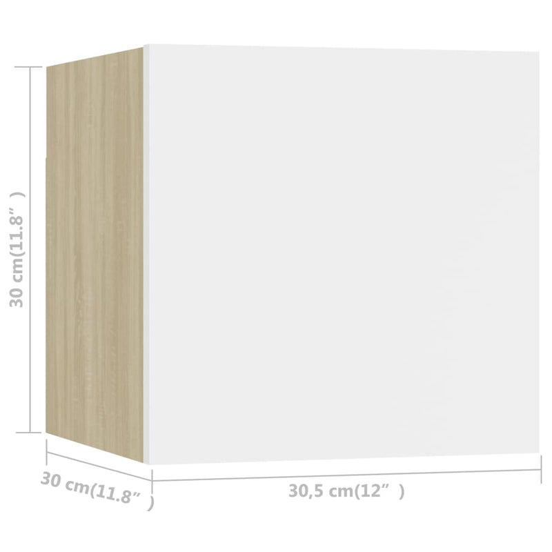 Vegghengt TV-benk høyglans hvit 30,5x30x30 cm