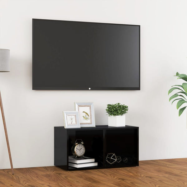 TV-benk høyglans svart 72x35x36,5 cm sponplate
