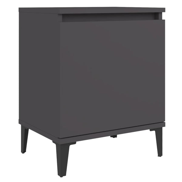 Nattbord med metallben grå 40x30x50 cm
