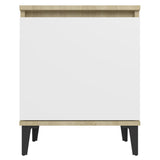 Nattbord med metallben 2 stk sonoma eik og hvit 40x30x50 cm