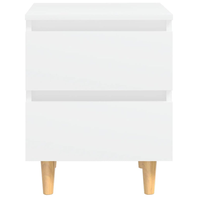 Nattbord med heltre furuben hvit 40x35x50 cm