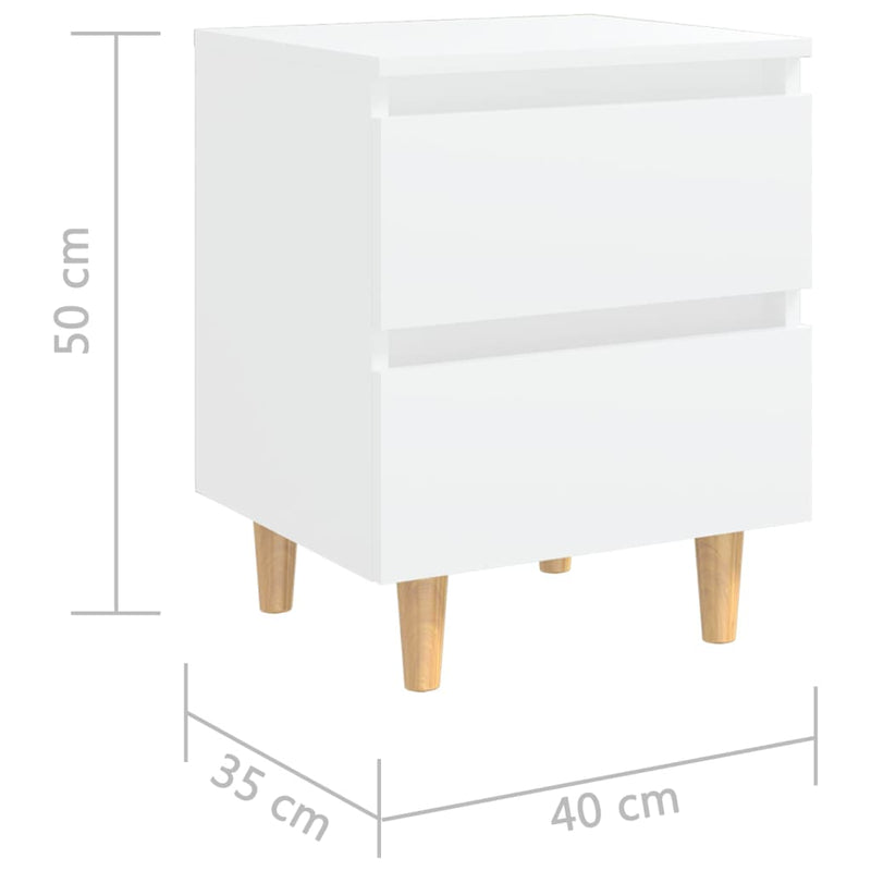 Nattbord med heltre furuben hvit 40x35x50 cm