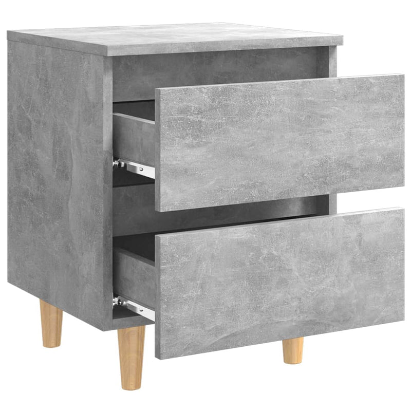 Nattbord med heltre furuben betonggrå 40x35x50 cm