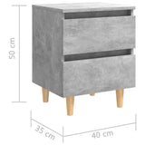Nattbord med heltre furuben betonggrå 40x35x50 cm