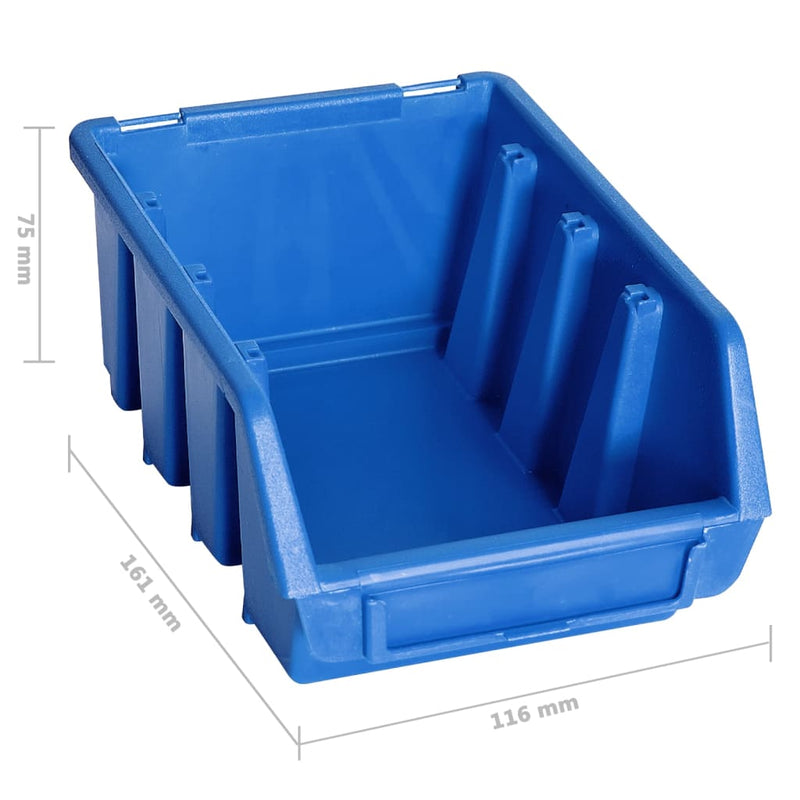 Oppbevaringsbokssett i 128 deler med veggpaneler blå og svart