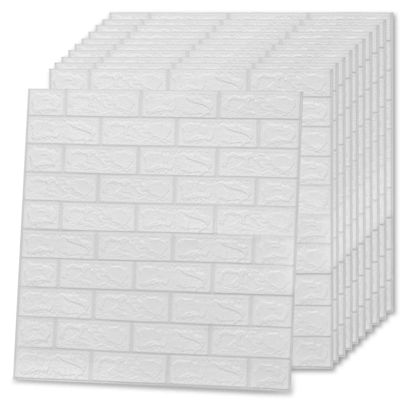 3D-tapet murstein selvklebende 40 stk hvit