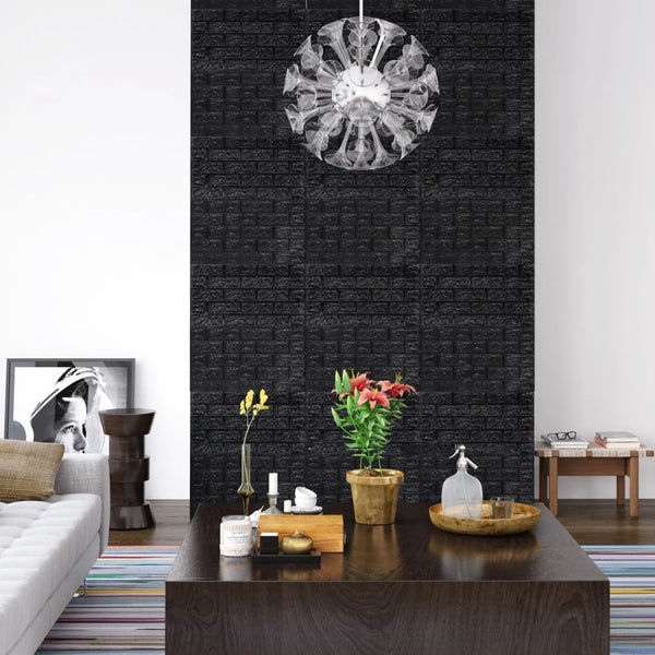 3D-tapet murstein selvklebende 10 stk svart