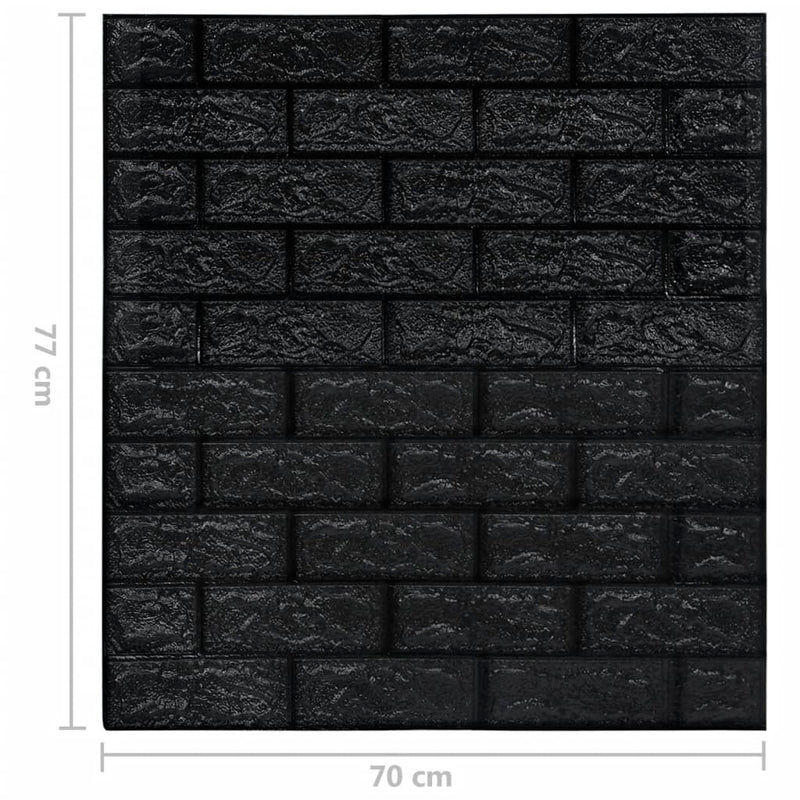 3D-tapet murstein selvklebende 20 stk svart