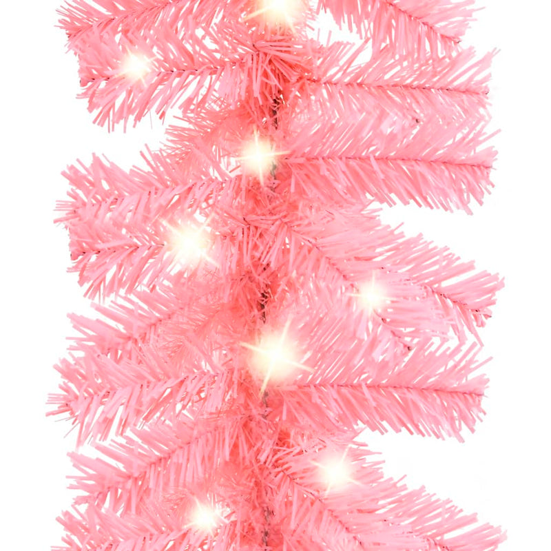Julekrans med LED-lys 5 m rosa
