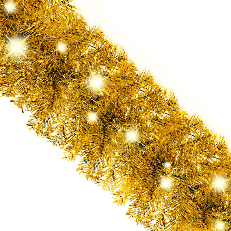 Julekrans med LED-lys 10 m gull