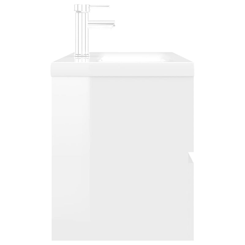 Servantskap med innebygd vask høyglans hvit sponplate