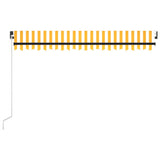 Manuell uttrekkbar markise med LED 450x300 cm gul og hvit