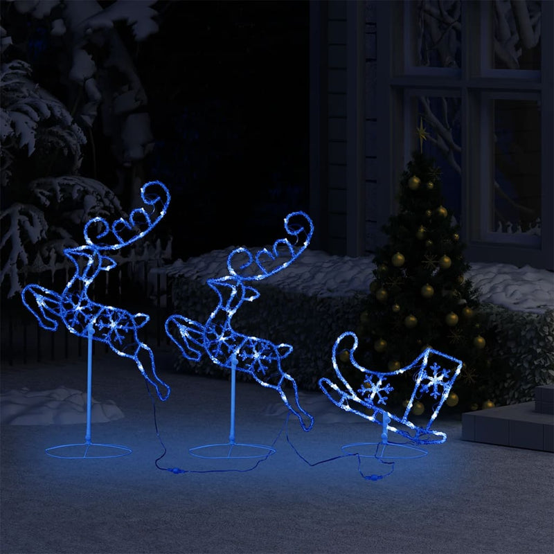 Julereinsdyr og slede i akryl 260x21x87 cm blå