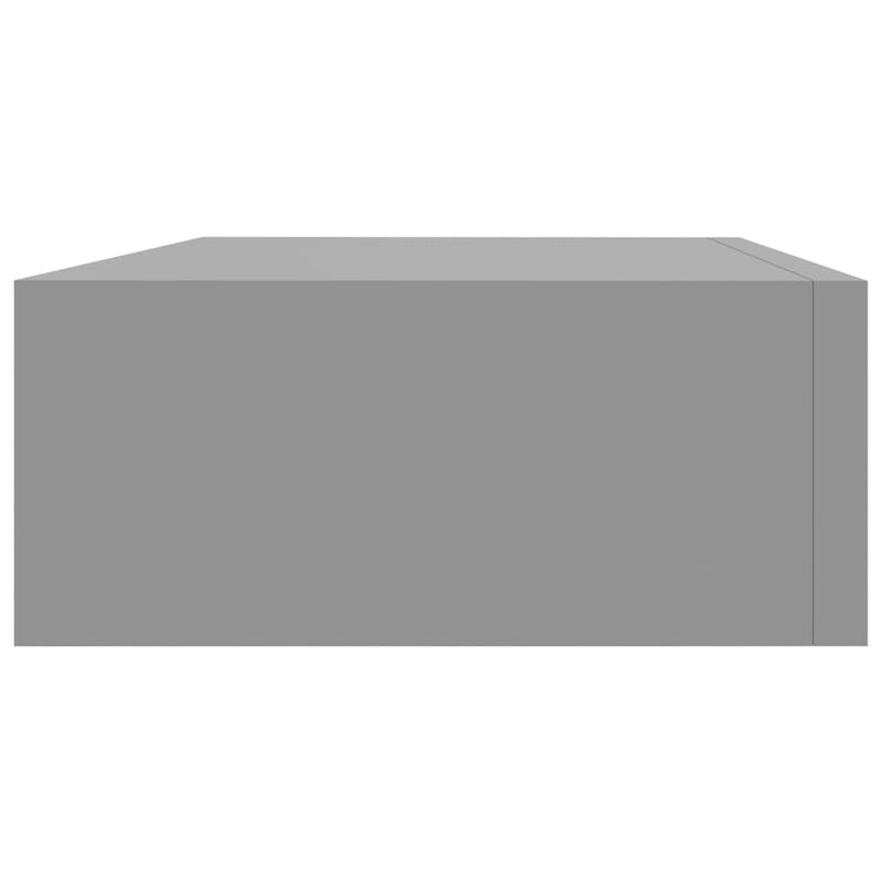 Veggmontert skuffehylle grå 40x23,5x10 cm MDF