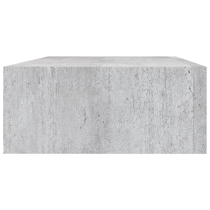 Veggmontert skuffehylle betonggrå 40x23,5x10 cm MDF