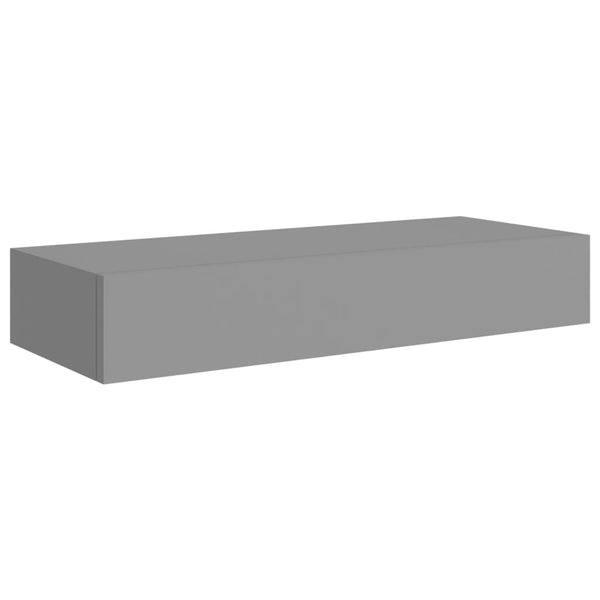 Veggmontert skuffehylle grå 60x23,5x10 cm MDF