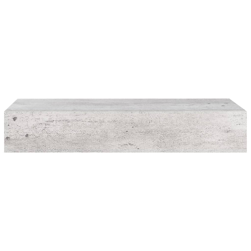Veggmonterte skuffehyller 2 stk betonggrå 60x23,5x10 cm MDF