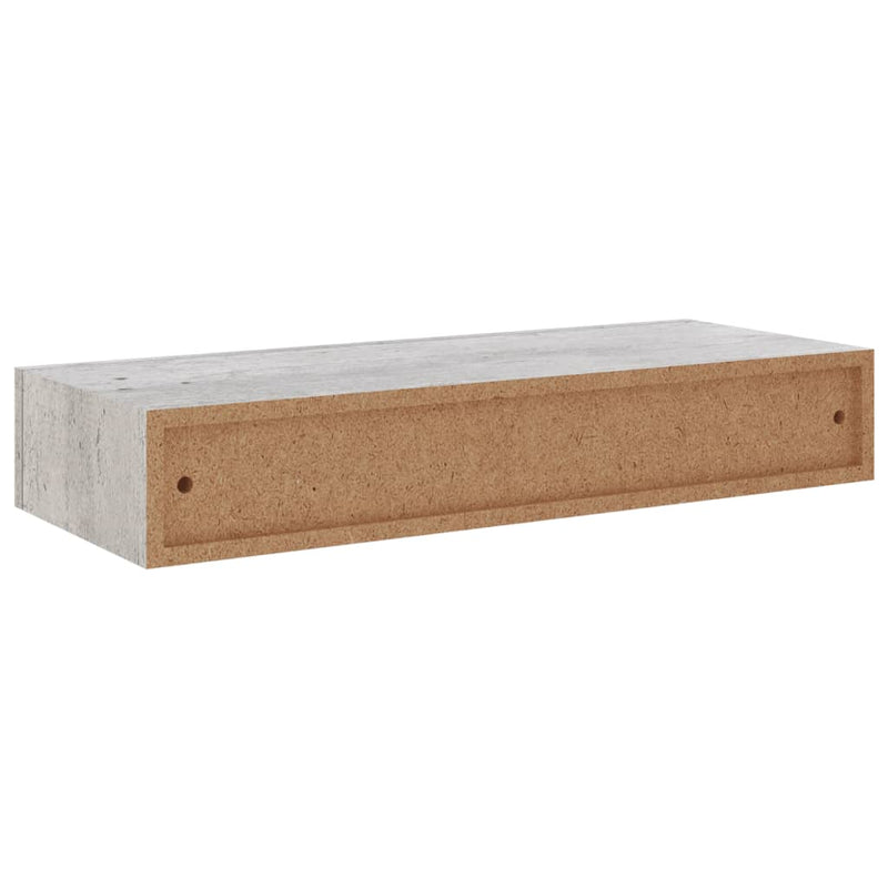 Veggmonterte skuffehyller 2 stk betonggrå 60x23,5x10 cm MDF