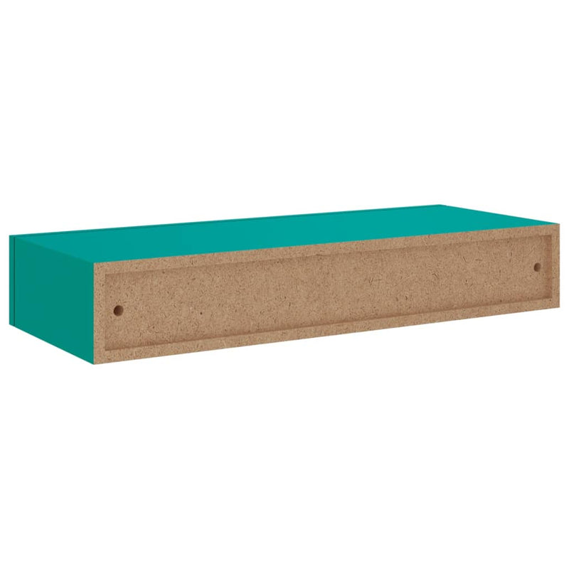 Veggmonterte skuffehyller 2 stk blå 60x23,5x10 cm MDF